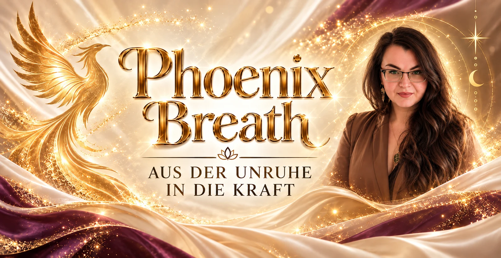 Kursmotiv Phoenix Breath mit goldenem Phönix und Helena Pris
